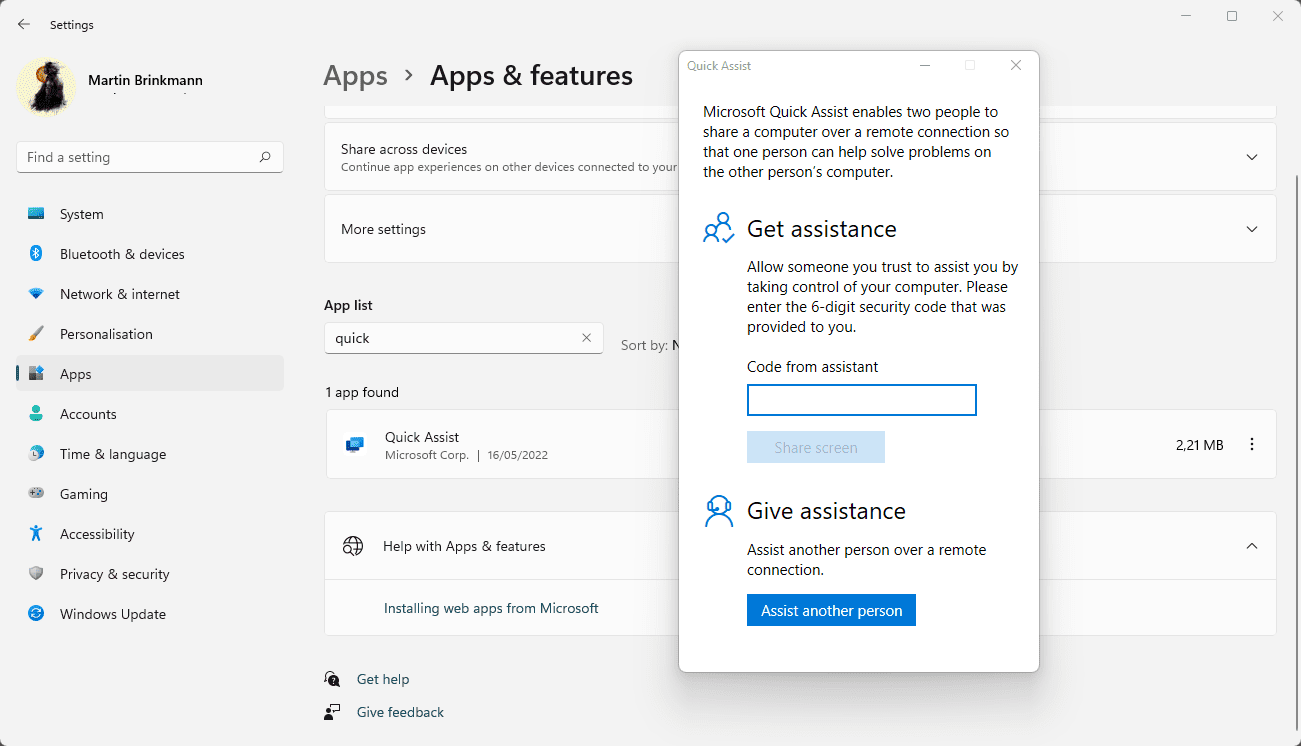 Microsoft's replaces bundled Quick Assist app with Microsoft Store version windows-new-quick-assist.png