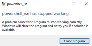 Windows PowerShell crashes after flashing with error PowerShell_ise has stopped working Windows-PowerShell-crashes-after-flashing-on-Windows-10-300x152.png