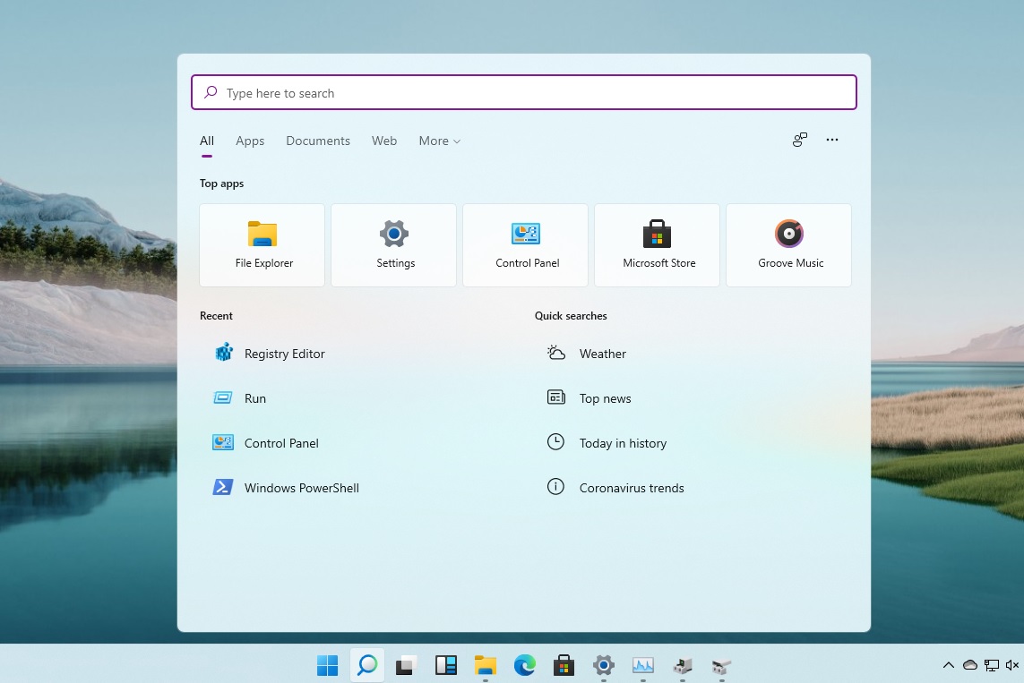 Windows 11 screenshots: Rounded corners, File Explorer, Action Center Windows-Search-rounded-corners.jpg