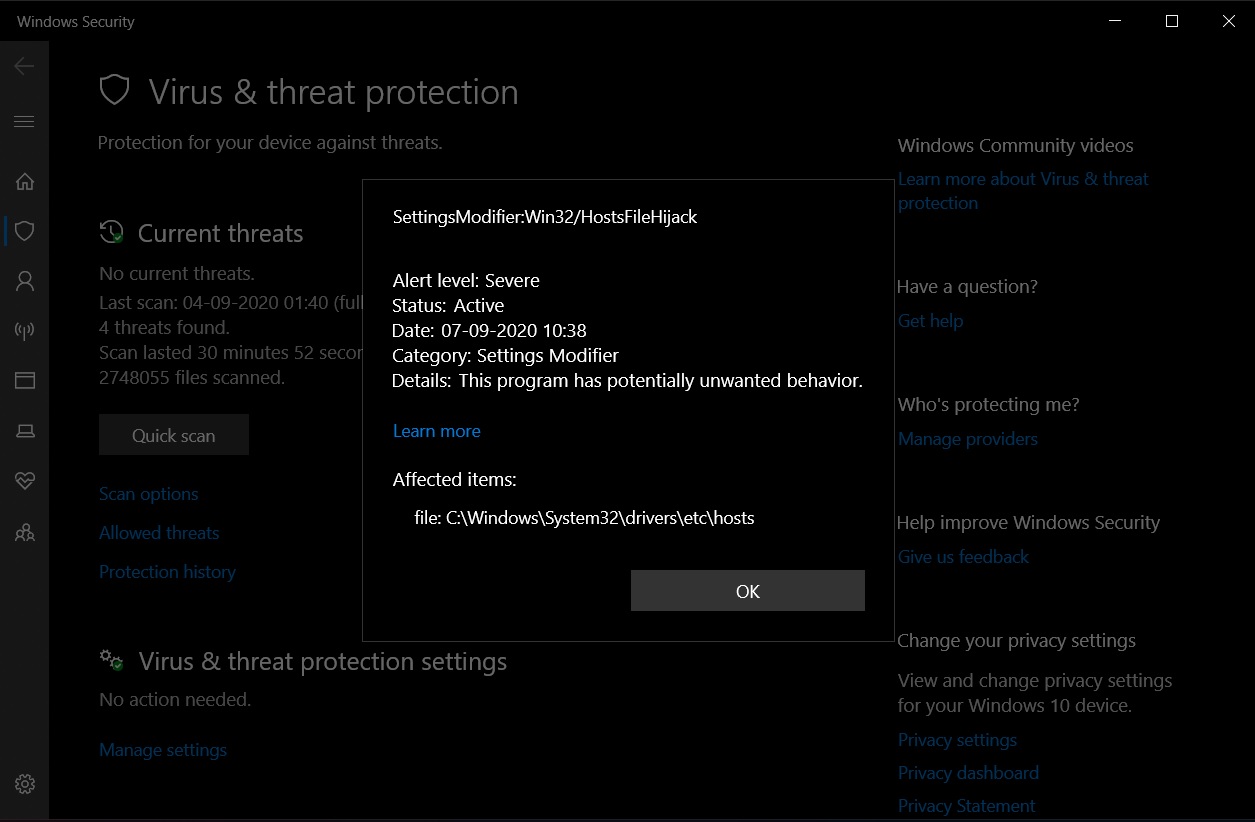 Windows 10 now flags telemetry blocking as a severe security risk Windows-Security-app.jpg