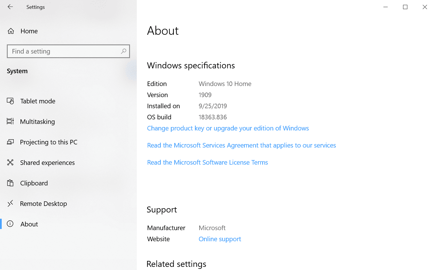 How to block the Windows 10 May 2020 update windows10about.png