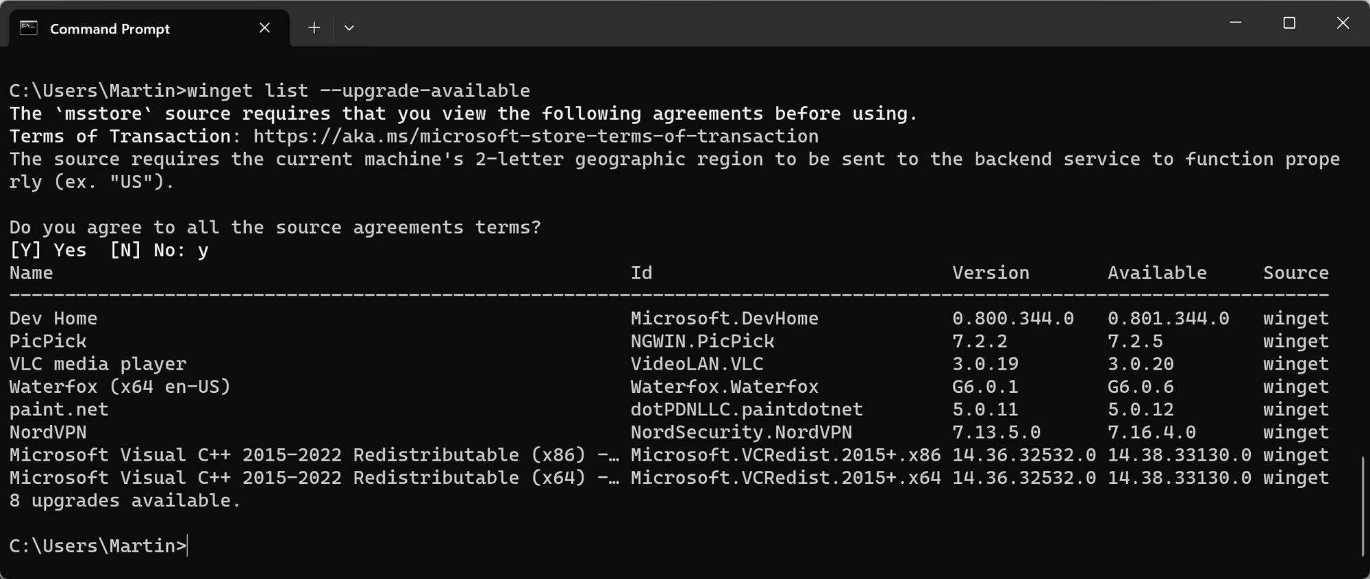 This Windows Winget command tells you which programs have updates winget-check-updates.png