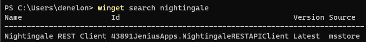 How secure is Microsoft Windows "Winget" Package Manager winget-search-nightingale.png