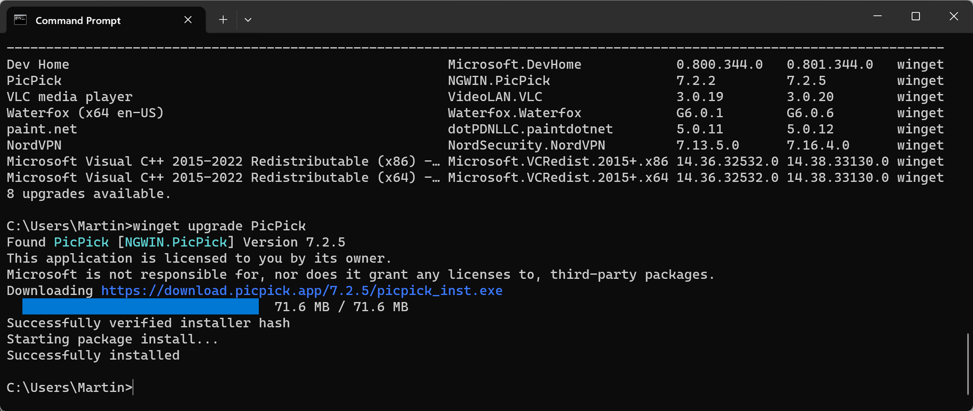 This Windows Winget command tells you which programs have updates winget-update-programs.png