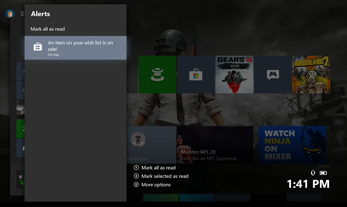Xbox One Preview Beta ring 1910 System Update 190925-1921 - Sept. 27 Xbox wlnotif.png