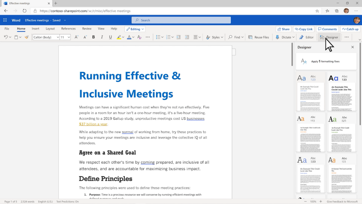 What is new in Microsoft 365 for individuals and families Word_Designer-in-Word.png