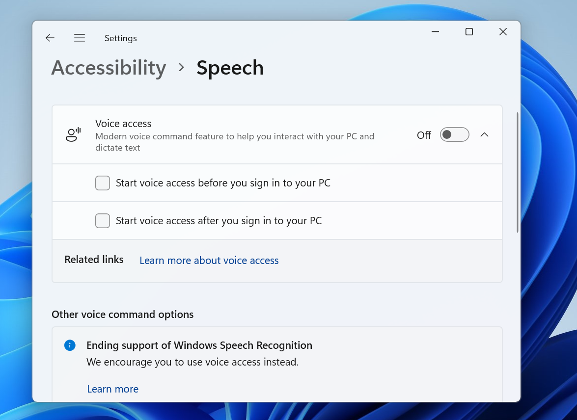 Windows 11’s speech recognition gets axed in six months, but it’ll work on Windows 10 wsr-warning-in-settings-app.png