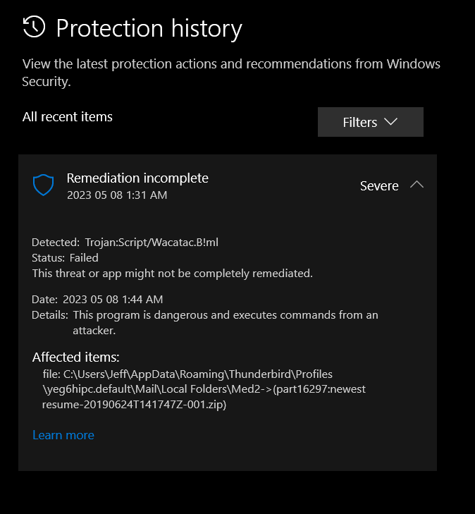 Windows Defender Remediation Incomplete - Status: Quarantine failed x4iWuJ2xcpuOvycbzWWm3%2fsNorm4vOkwwhu3dl4gKdygSPUGj2Y%2bznsXiftvUKXslVI1DNshG9pdePuBkBy%2bbkI%3d.png