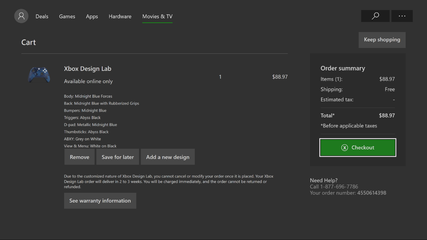 Xbox Design Lab - Add To Basket Error Screen xdl4.png