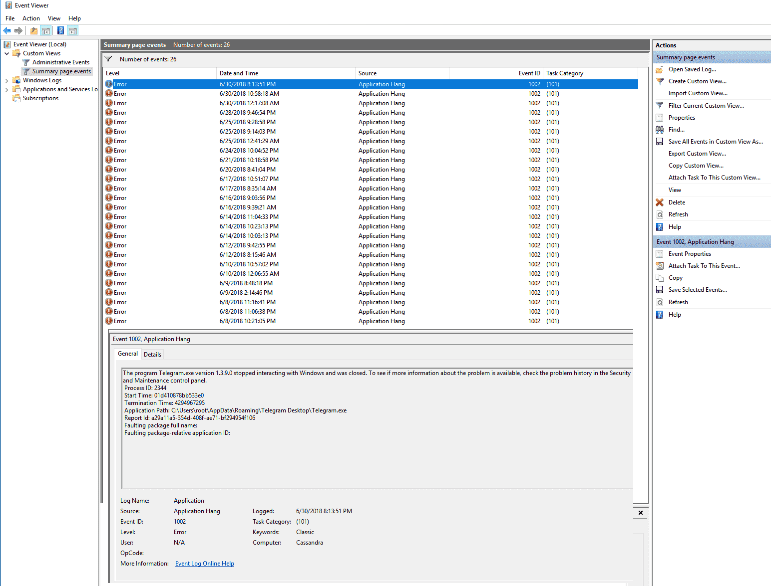 Telegram messenger freezes - Event viewer logs critical error xFEwxR9.png