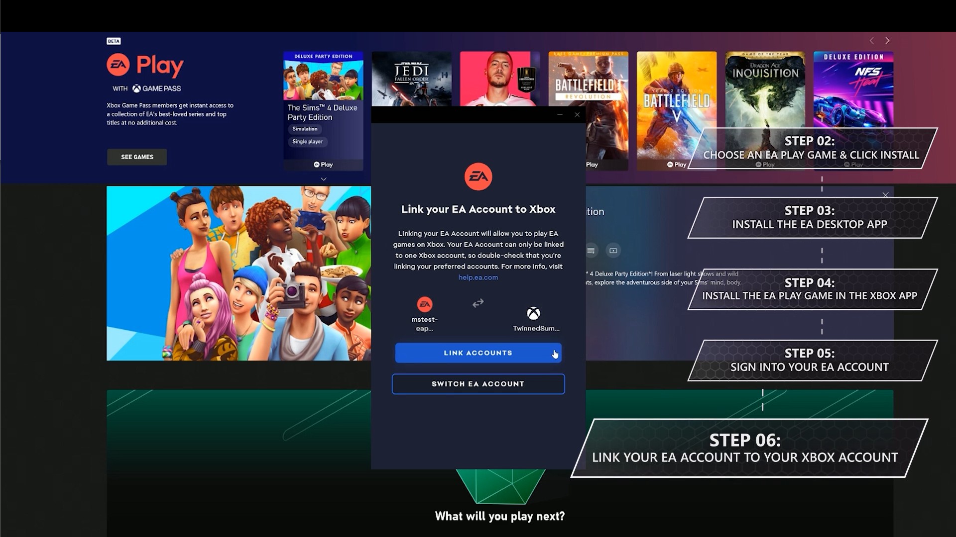 I have Xbox Game Pass but my Linked EA account does not have EA Play. XGPCommunityStep6.jpg