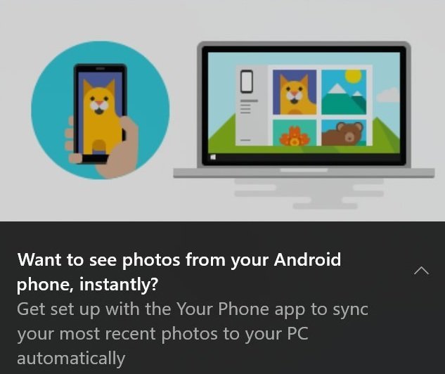 Microsoft is testing ways to inform users of Your Phone app on Windows 10 in Insider builds Your-Phone-app-notification.jpg