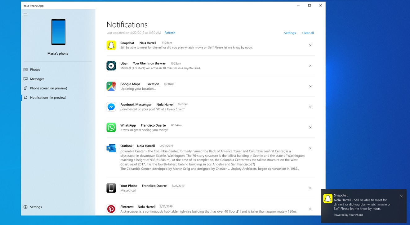 Microsoft details Windows 10’s phone notifications sync feature Your-Phone-notifications-sync.jpg