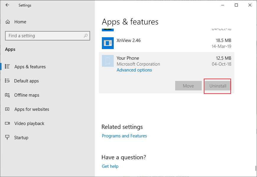 Microsoft: Windows 10 Your Phone app is too important to be uninstalled your-phone-uninstall.png