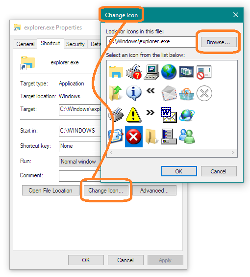 Can't seem to find %systemroot%\system32\imageres.dll to change shortcut icon. When I... zcdQY.png